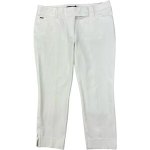 White House Black Market white crop leg pants side cut size 4